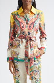 Etro Floral Paisley Belted Twill Field Jacket