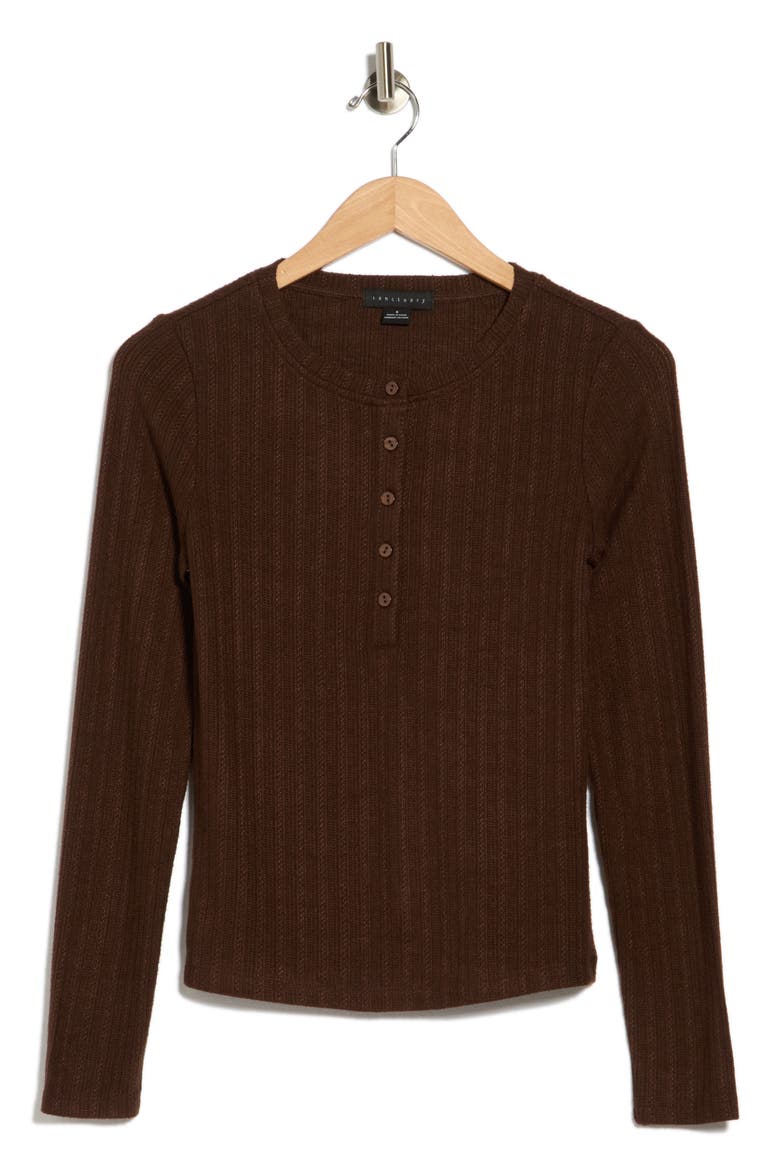 Charmed Rib Henley, Alternate, color, CHIP BROWN