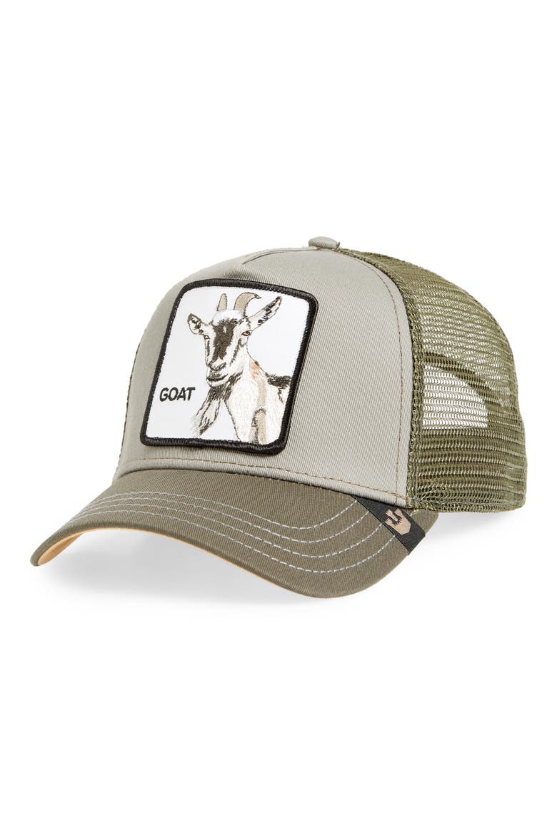 Goat Beard Trucker Hat, Main, color, OLIVE