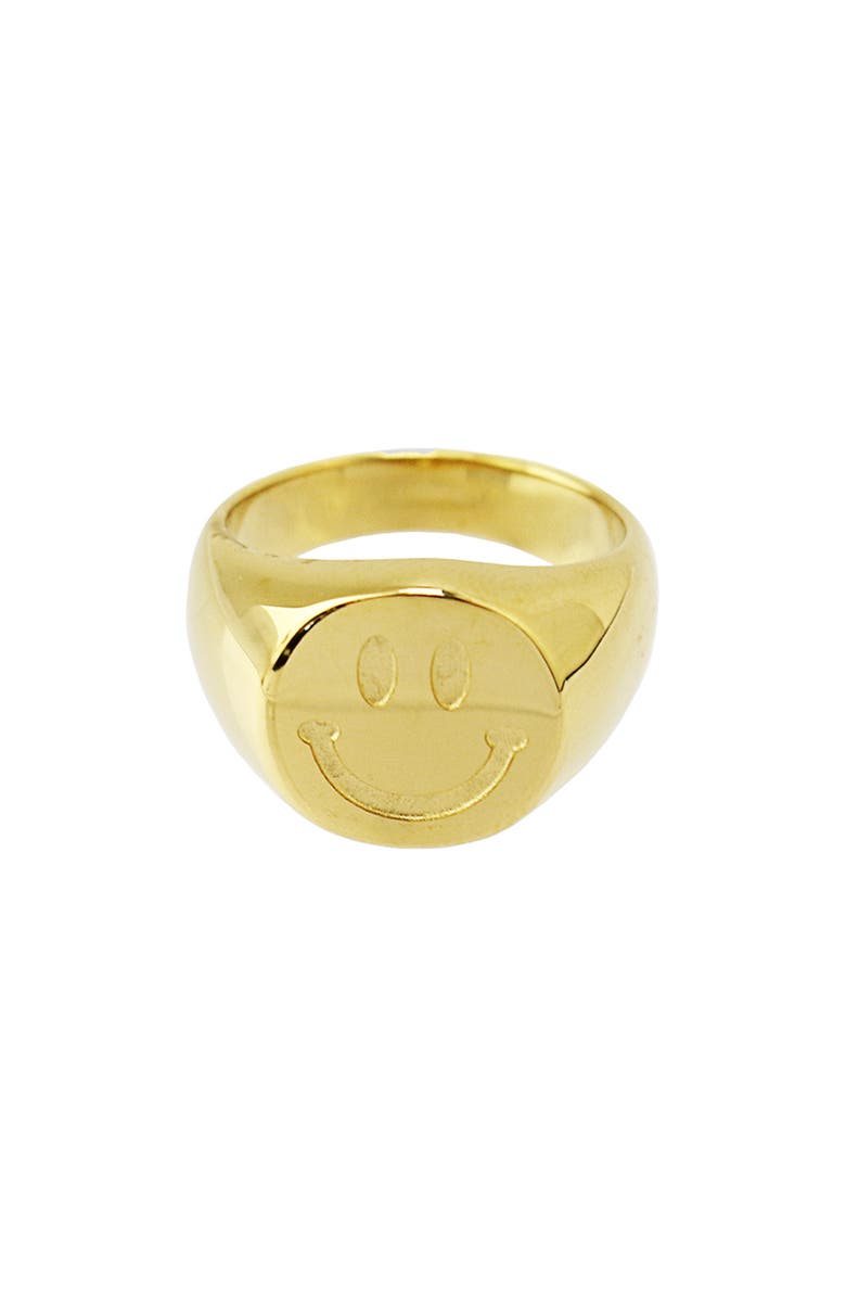 REBL Smiley Face Signet Ring, Alternate, color, Gold
