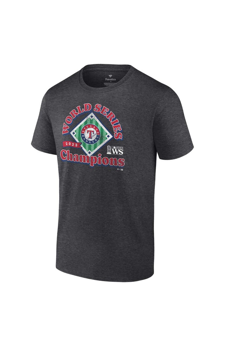 FANATICS Men's Fanatics Branded Heather Charcoal Texas Rangers 2023 World Series Champions Franchise Guys T-Shirt, Alternate, color, 