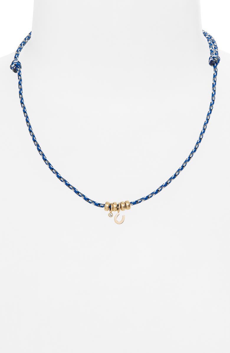 Zoë Chicco Paracord Horseshoe Charm Necklace, Alternate, color, 14K Yellow Gold