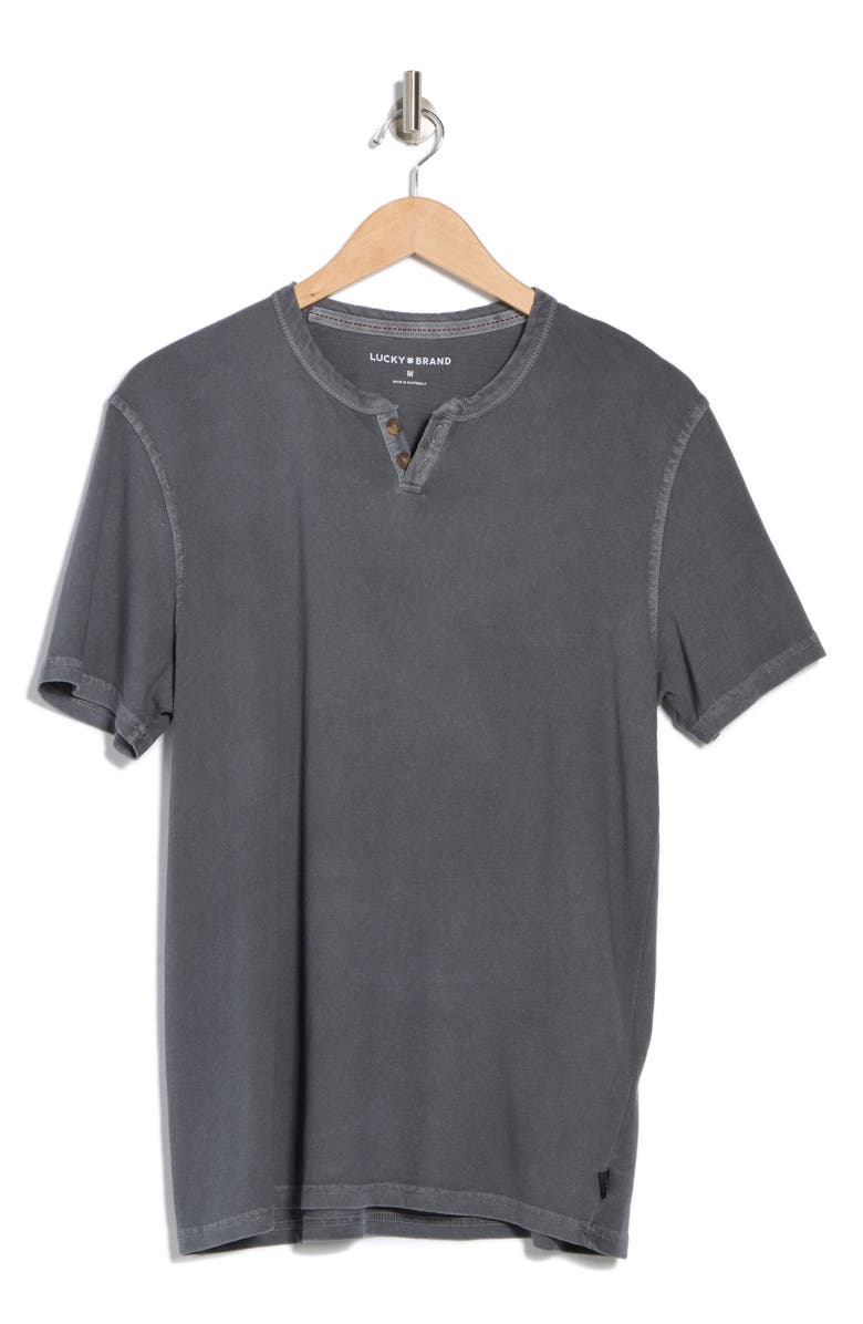 Lucky Brand Burnout Notch Neck T-Shirt, Alternate, color, Iron Gate