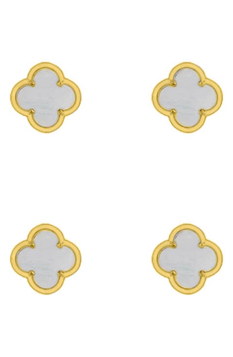 Set of 2 Mother-of-Pearl Clover Stud Earrings