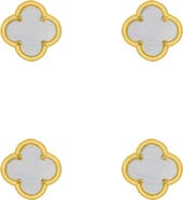 Adornia Set of 2 Mother-of-Pearl Clover Stud Earrings