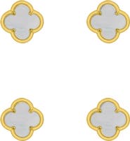 Adornia Set of 2 Mother-of-Pearl Clover Stud Earrings