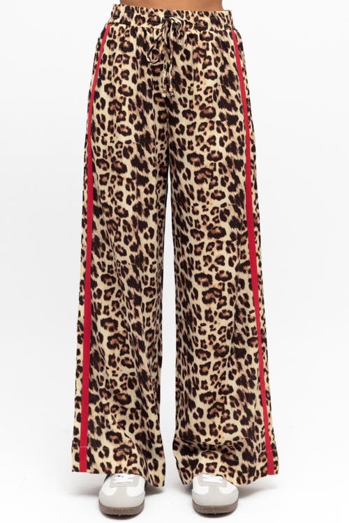 Label Of Love Leopard Sporty Pant In Brown