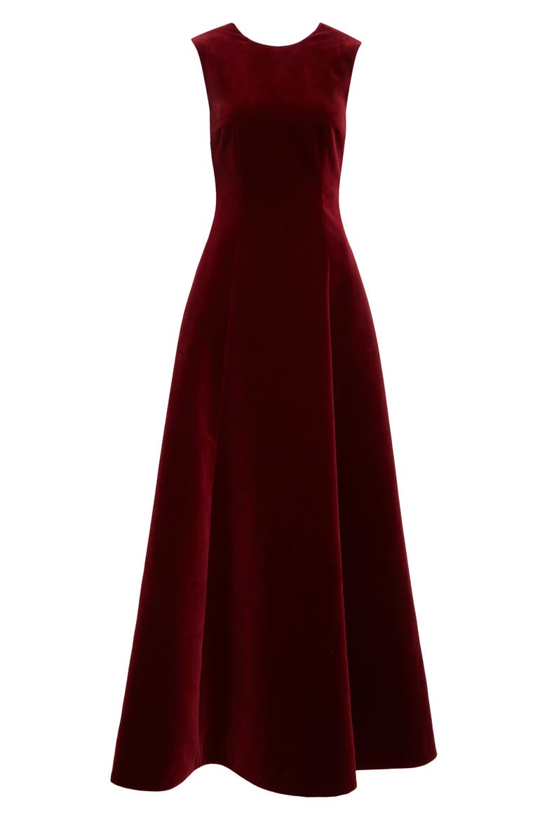Nodin Sleeveless Velvet Column Gown, Alternate, color, BURGUNDY