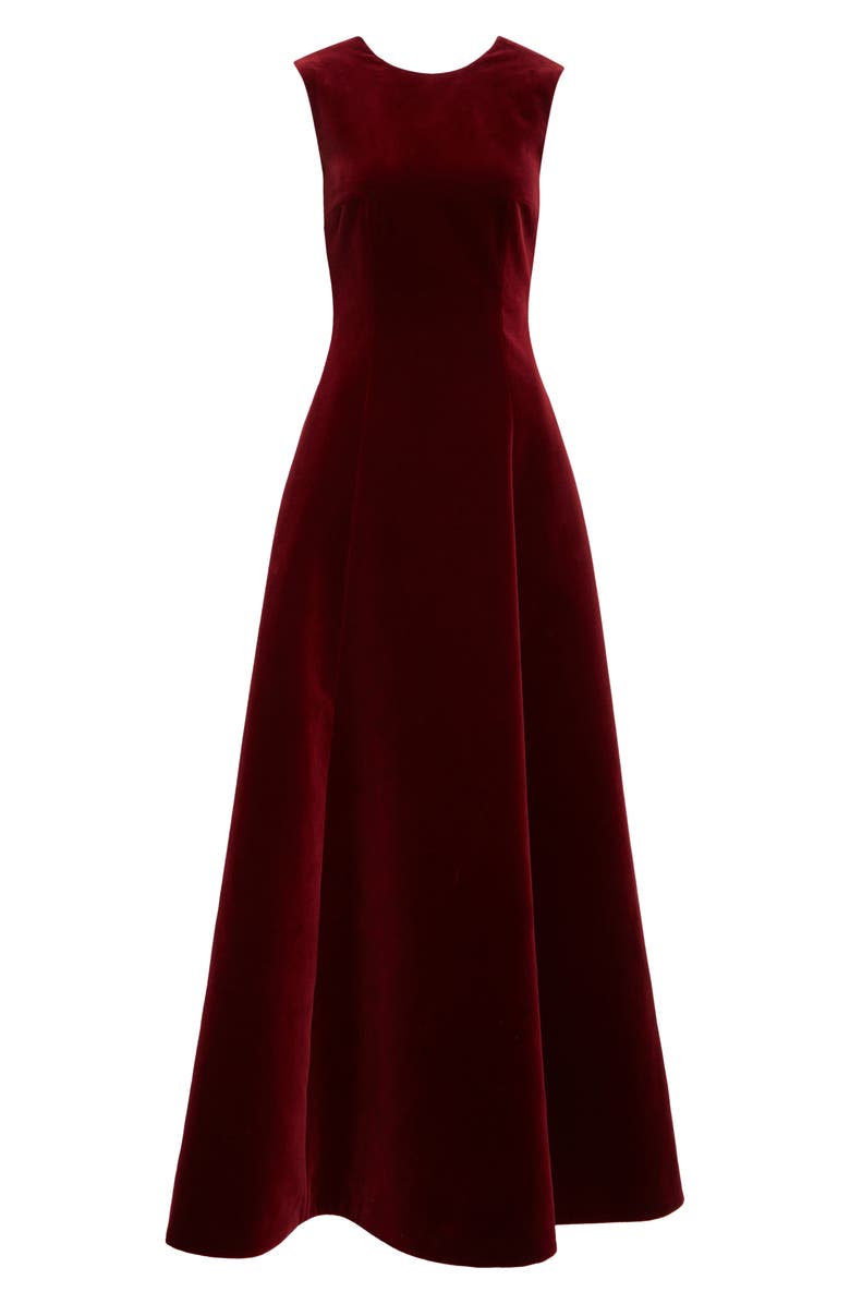 Emilia Wickstead Nodin Sleeveless Velvet Column Gown, Alternate, color, Burgundy
