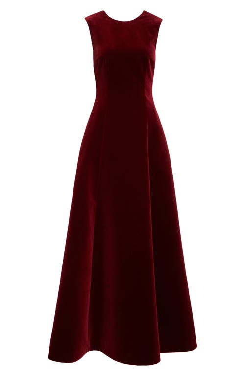 Emilia Wickstead Nodin Sleeveless Velvet Column Gown In Red