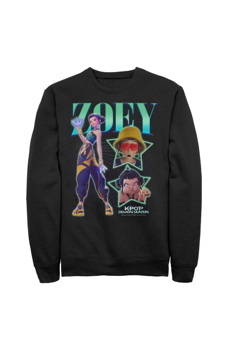 KPop Demon Hunters Men's KPop Demon Hunters Zoey Super Star Logo  Sweatshirt, Main, color, Black