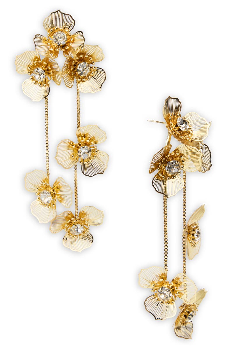 SAACHI Crystal Flower Charm Drop Earrings, Main, color,