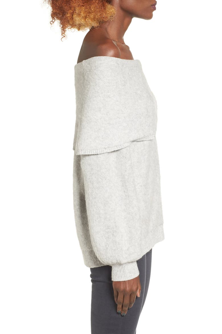 Off the Shoulder Sweater, Alternate, color, GREY MEDIUM HEATHER