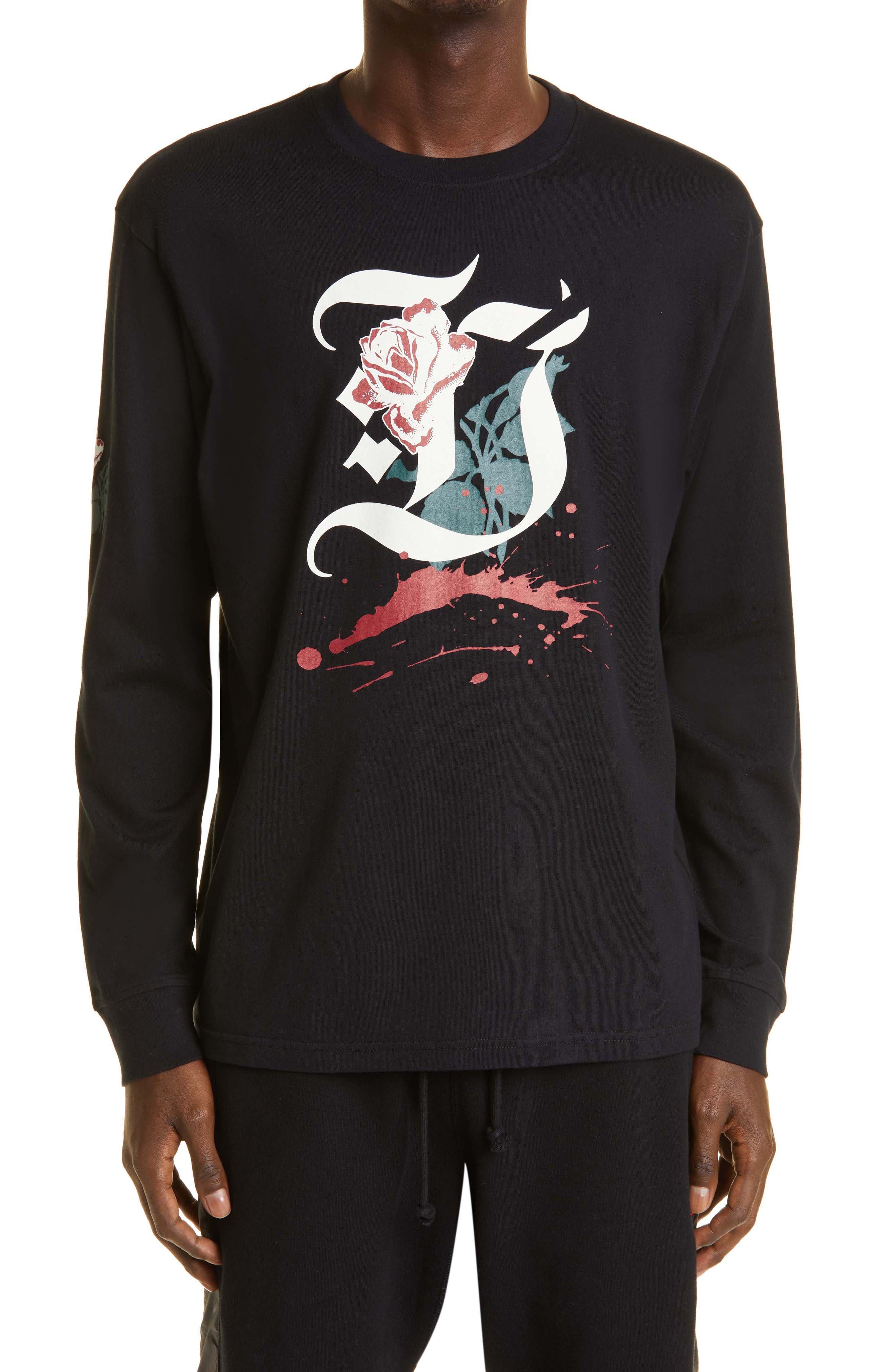 Undercover Rose Monogram Long Sleeve Cotton Tee (Men) | Nordstrom