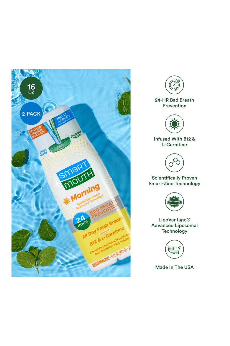 Advanced Liposomal Zinc-Activated Morning Mouthwash 16 fl oz Each, 2-Pack, Alternate, color, Invigorating Mint