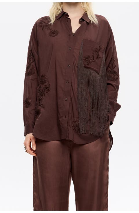 Embroidered Fringed Shirt