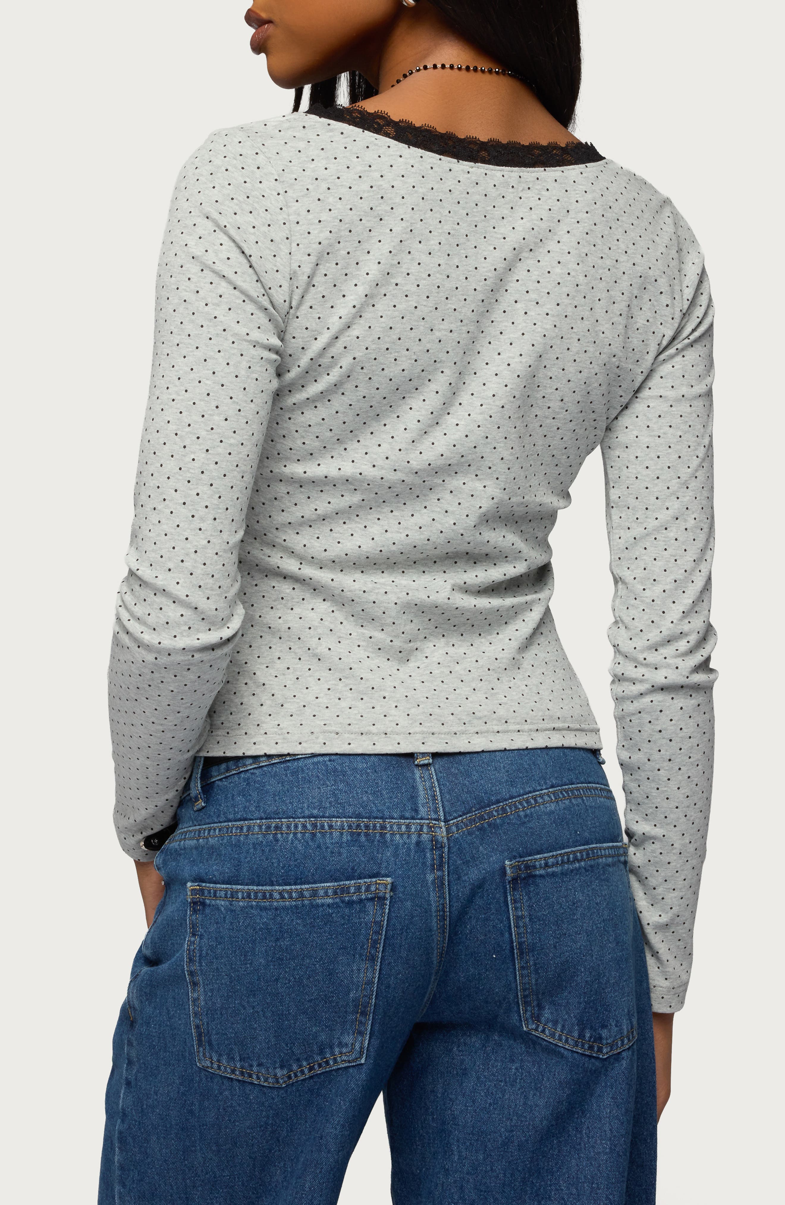 Morah Lace Trim Polka Dot Top - image 2