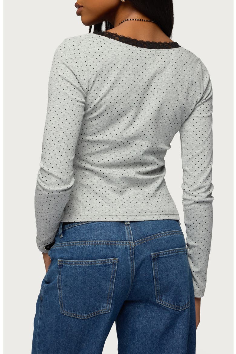 Morah Lace Trim Polka Dot Top, Alternate, color, GRAY-MELANGE