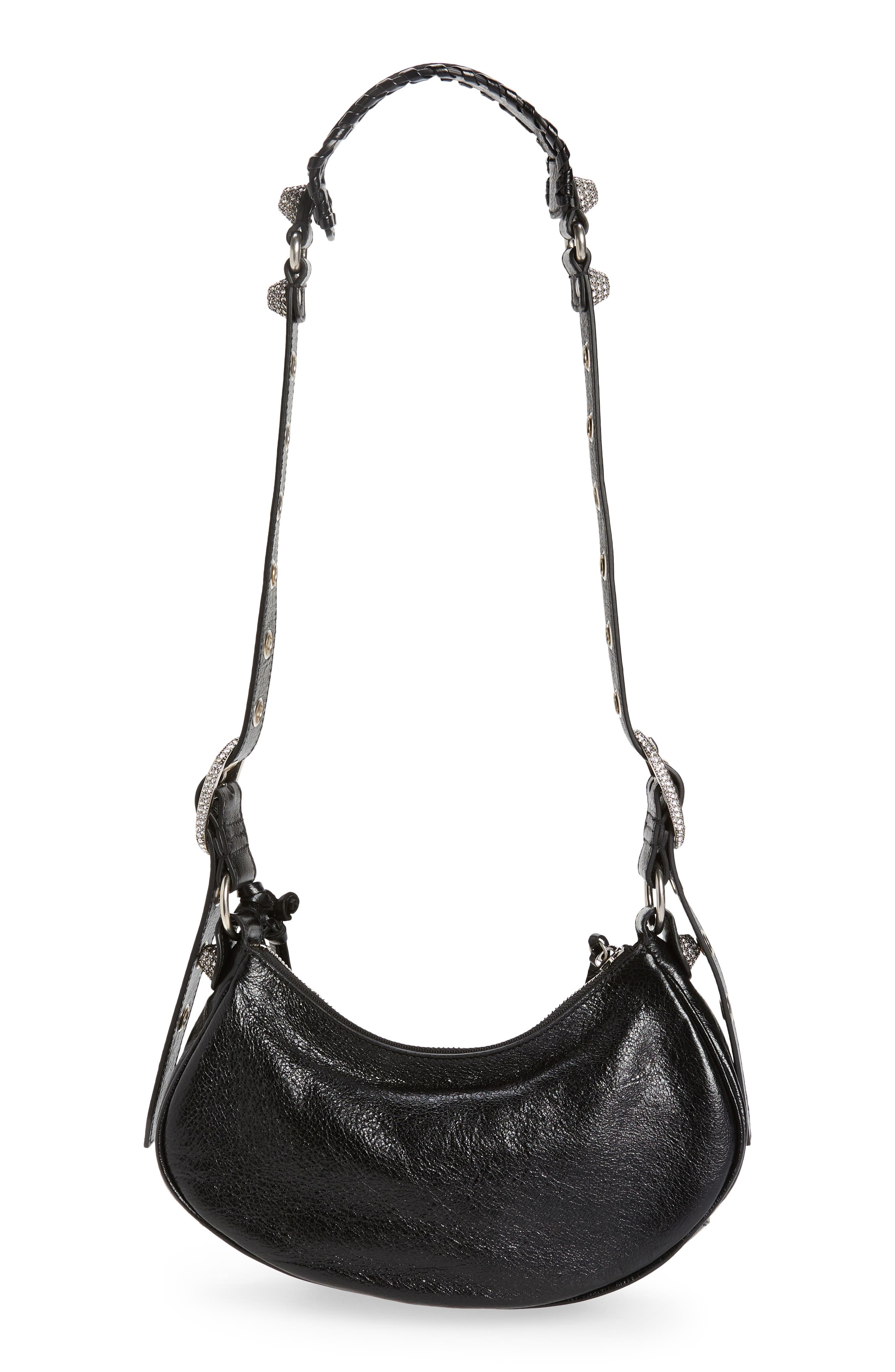 Balenciaga Extra Small Le Cagole Embellished Leather Shoulder Bag, Alternate, color, 