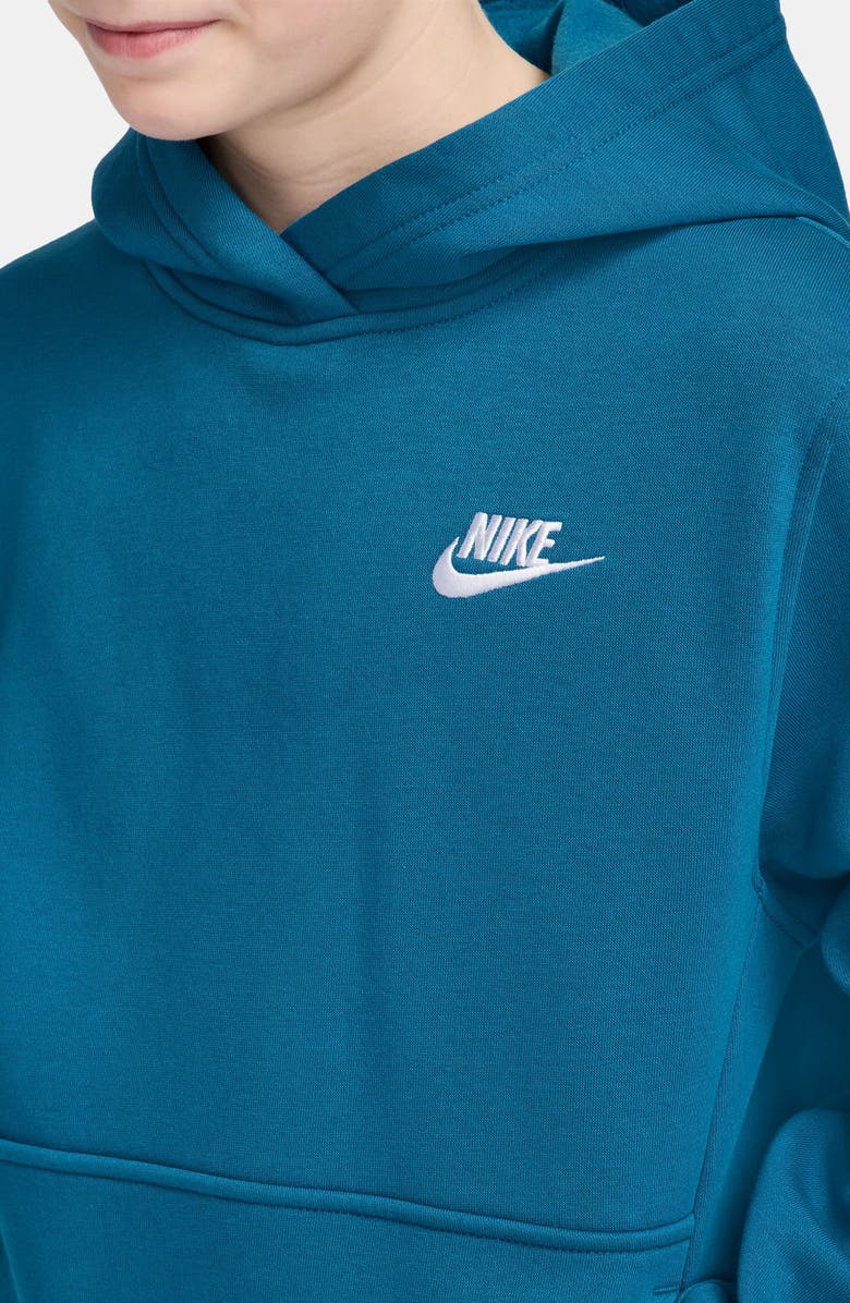Nike Kids' Club Fleece Hoodie, Alternate, color, Green Abyss/White