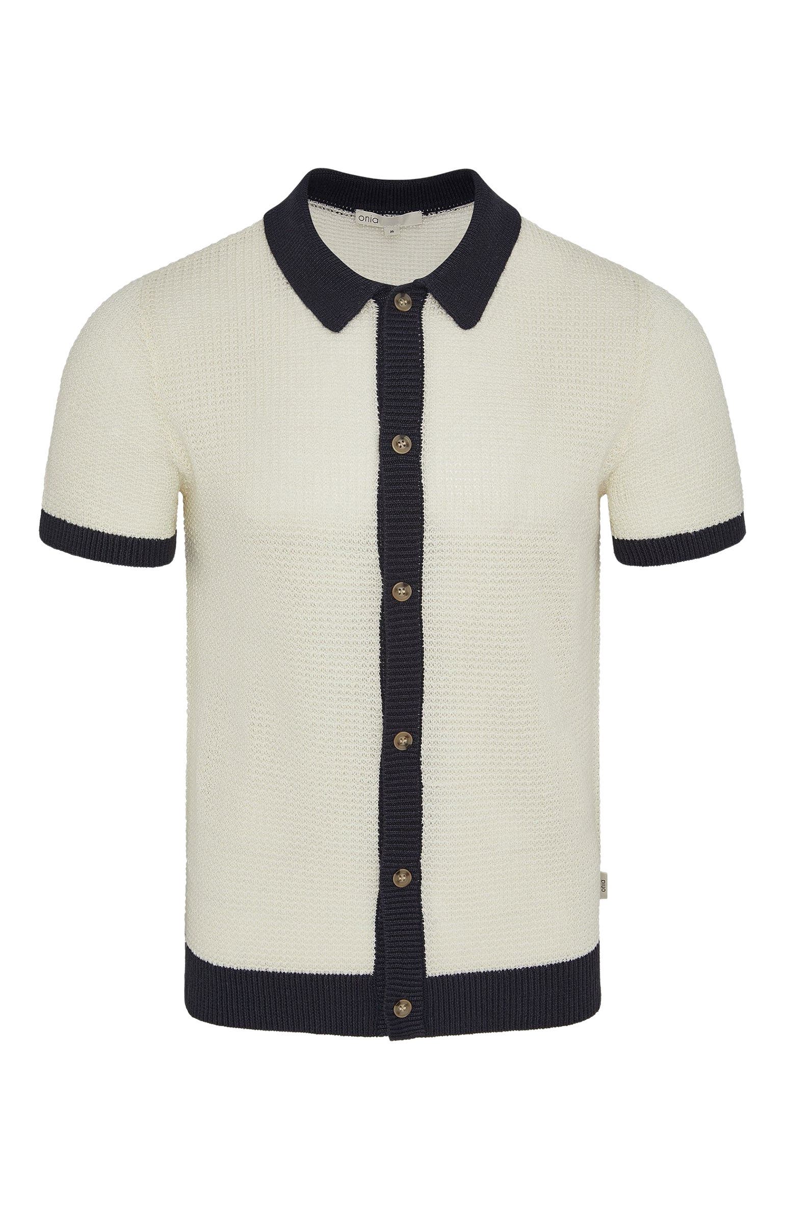 Linen Short Sleeve Button Up Sweater - image 4