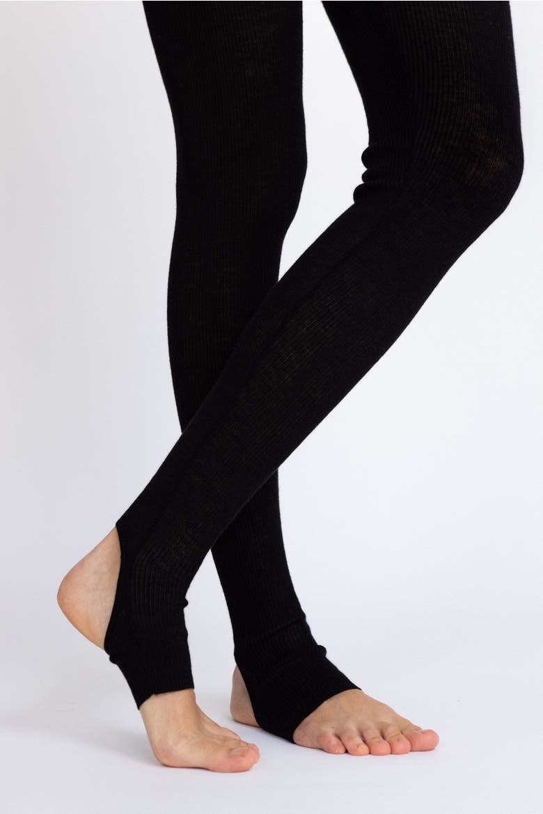 Lightweight Merino Wool Stirrup Leggings, Alternate, color, Black