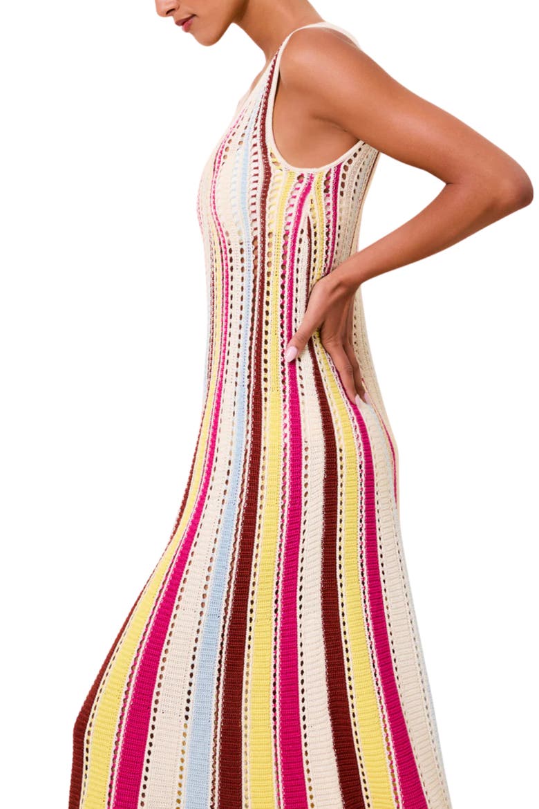 The Velmira Open Stitch Sleeveless Cover-Up Maxi Dress, Alternate, color, SYMI STRIPE