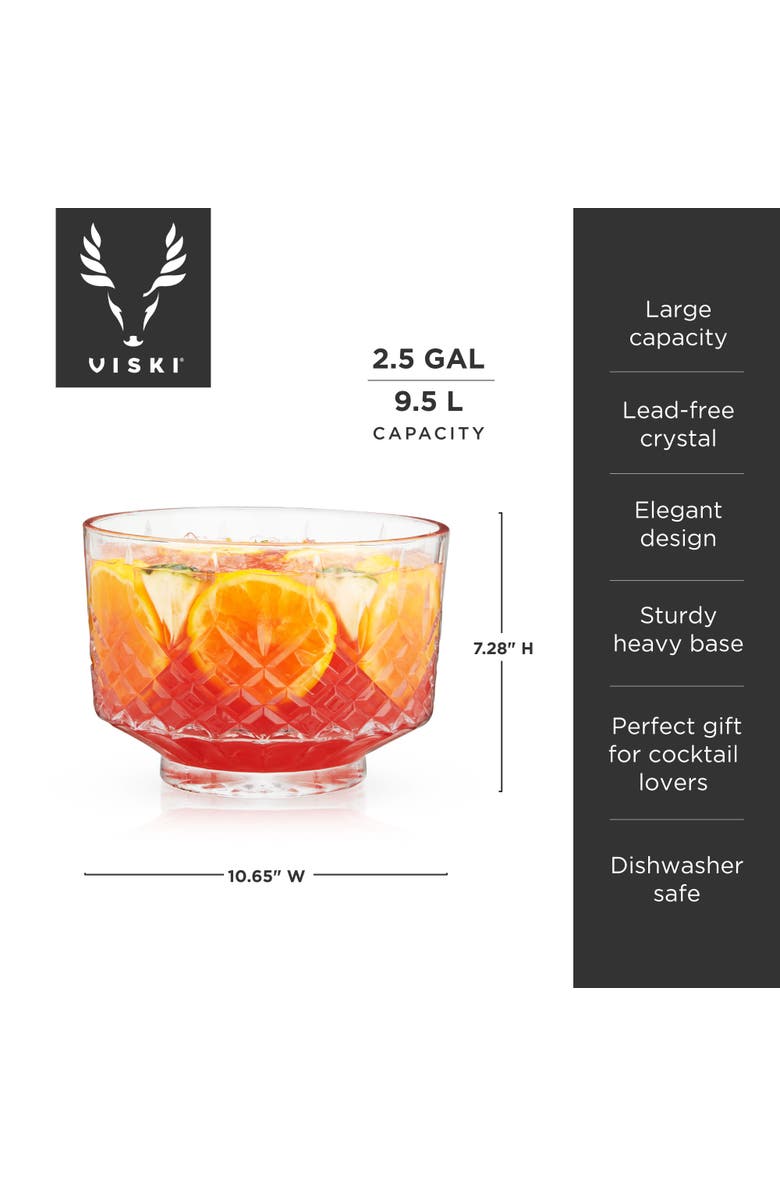 Viski Admiral Crystal Punch Bowl, Alternate, color, Clear
