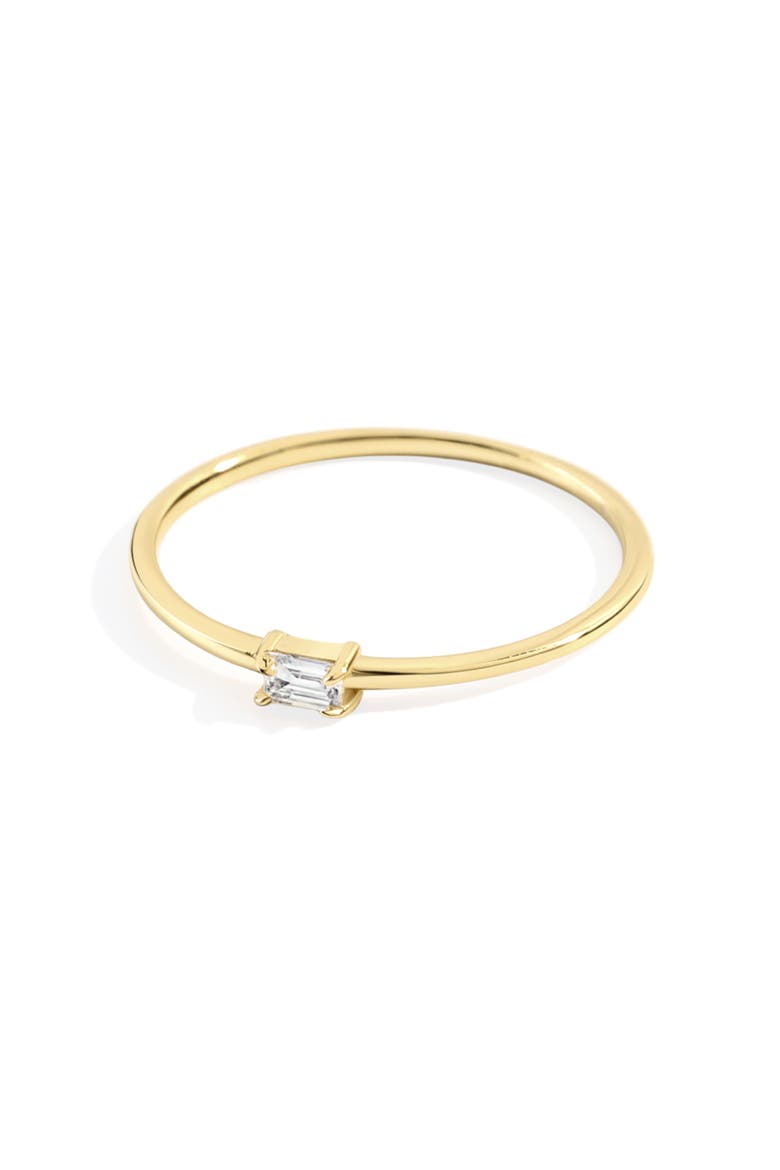 Dainty Baguette Cubic Zirconia Stacking Ring, Alternate, color, 18k Gold over Sterling Silver