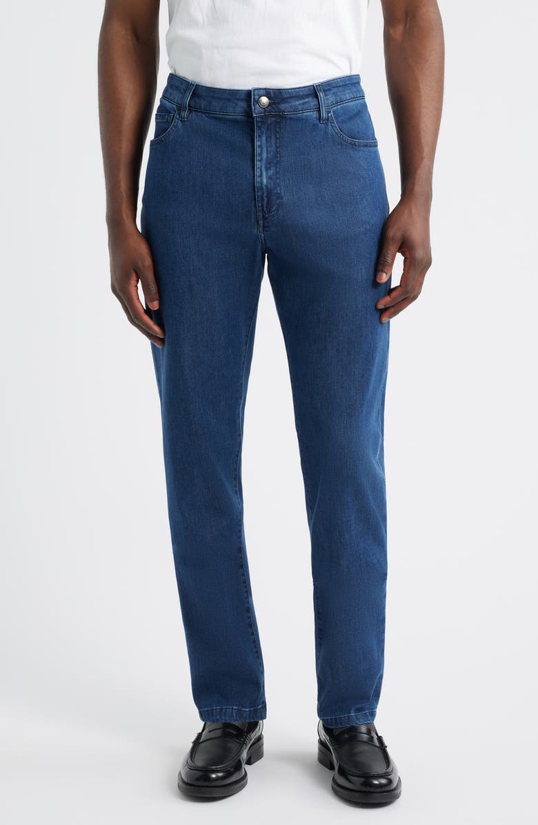 Canali Comfort Straight Leg Jeans, Main, color, Blue