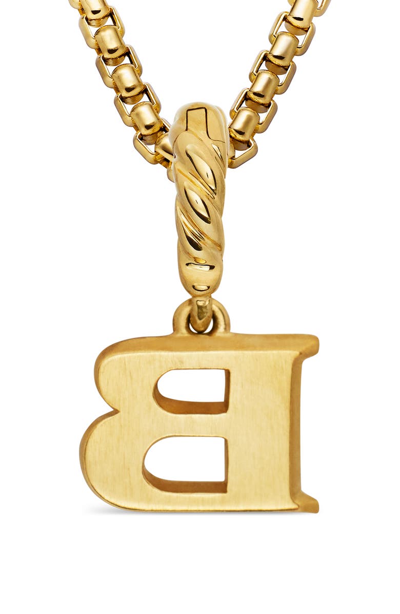 David Yurman Pavé A Initial Pendant in 18K Yellow Gold with Diamonds, Alternate, color, 18K Yellow Gold - B