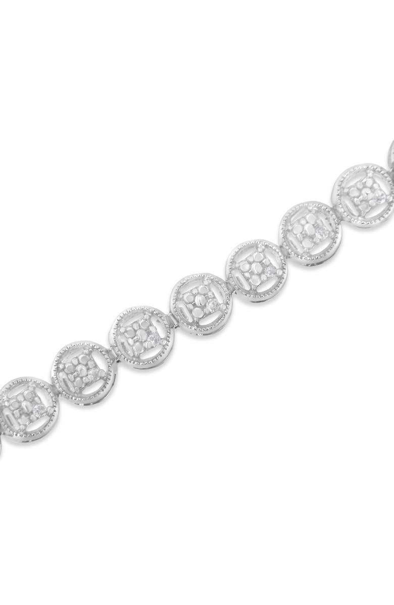 Haus of Brilliance Silver 1/10 Cttw Diamond Open Circle Beaded Wheel Link Tennis Bracelet, Alternate, color, White