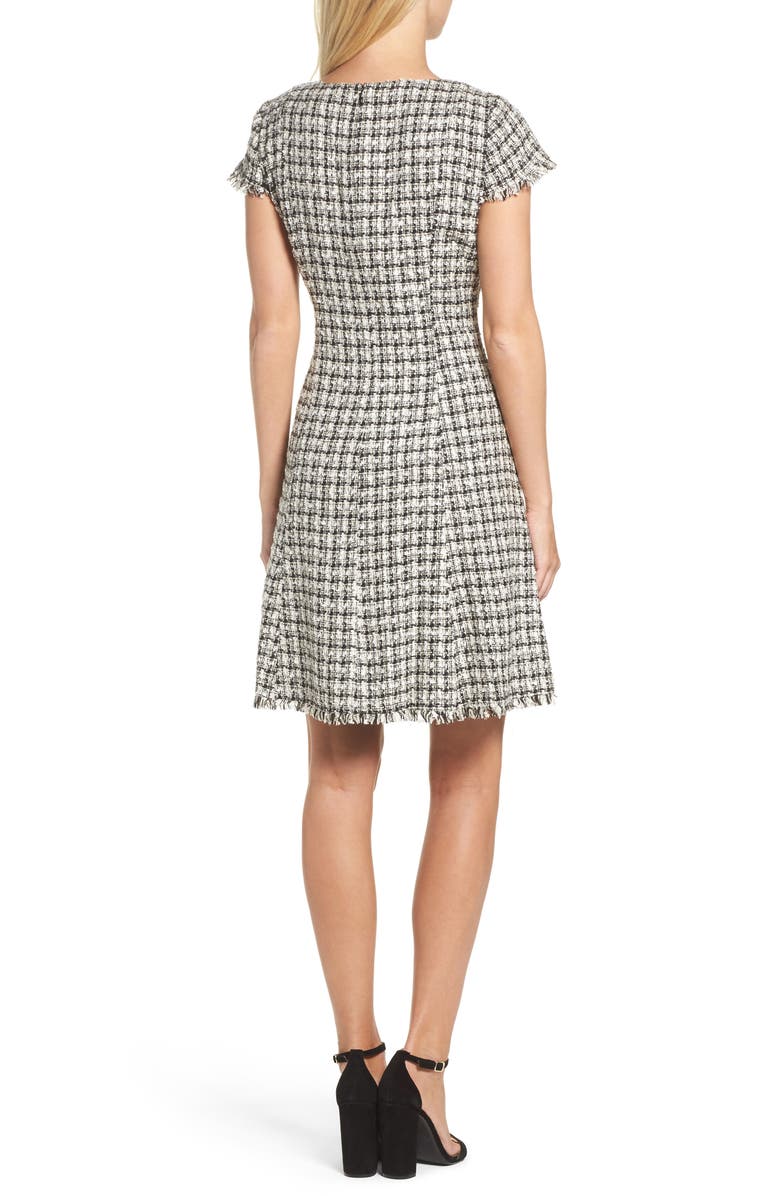 Eliza J Houndstooth Fit & Flare Dress, Alternate, color, 