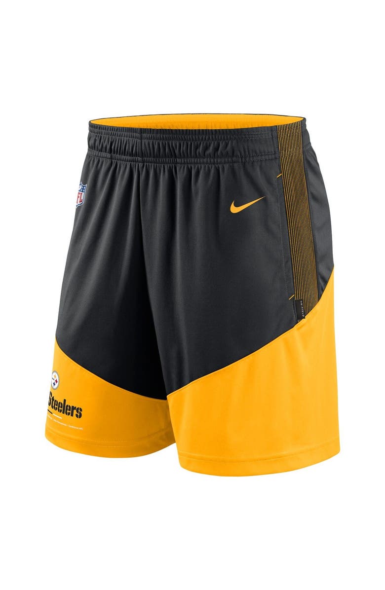 Nike Men's Nike Black/Gold Pittsburgh Steelers Sideline Primary Lockup Performance Shorts, Alternate, color,