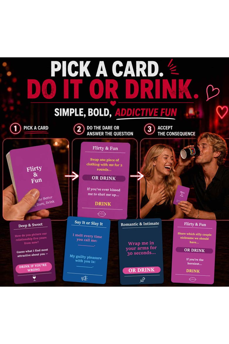 Couples Conversation & Date Night Card Games Set, Alternate, color, Love Drink