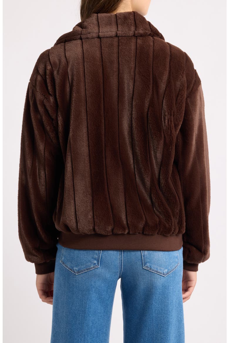 Faux Mink Zip Jacket, Alternate, color, CHOCOLATE BROWN