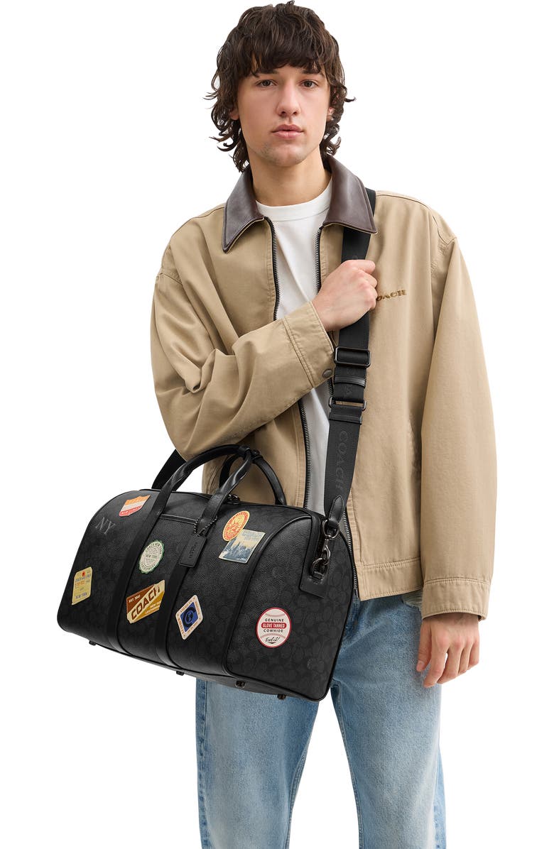 COACH Gotham 45-Inch Patch Embellished Signature Canvas Duffle Bag, Alternate, color, Charcoal Multi