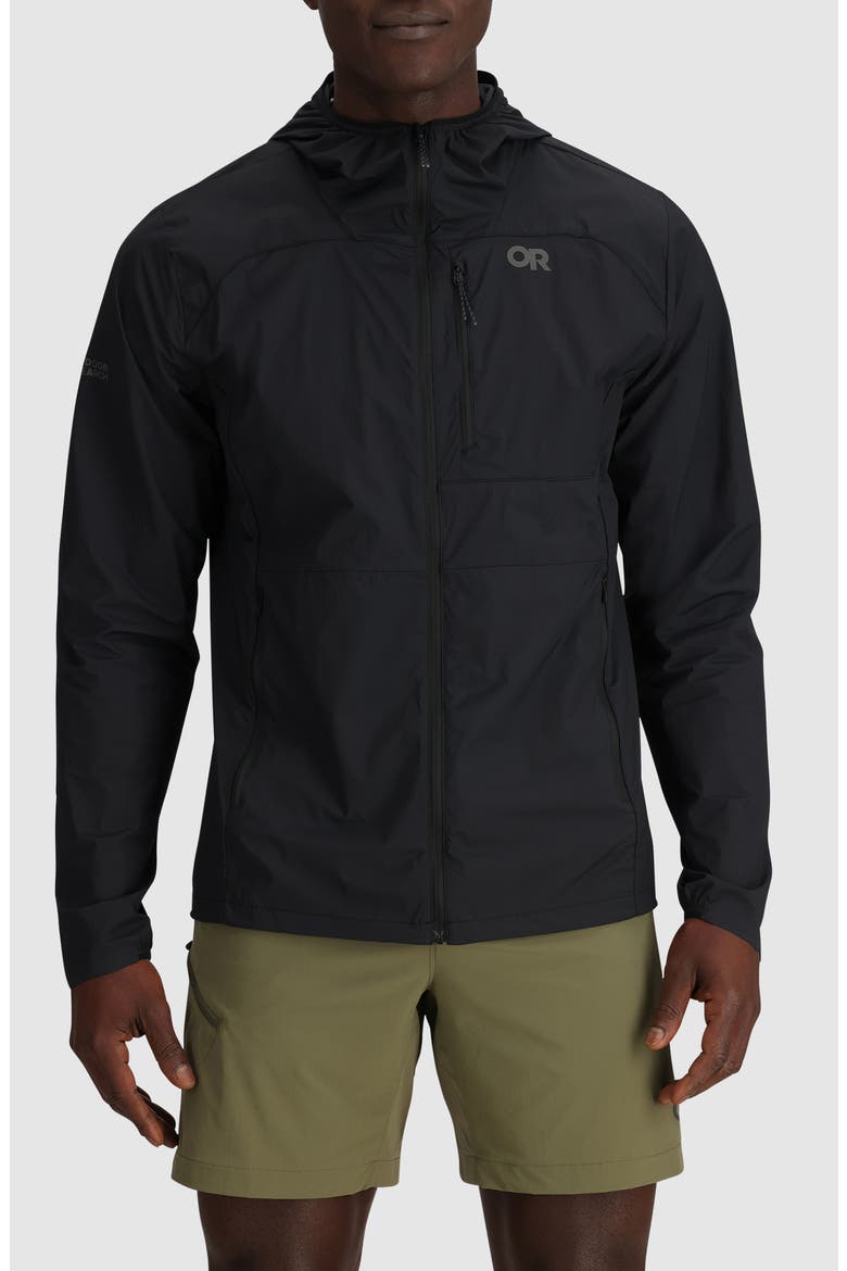 Shadow Wind Zip-Up Hoodie, Main, color, BLACK