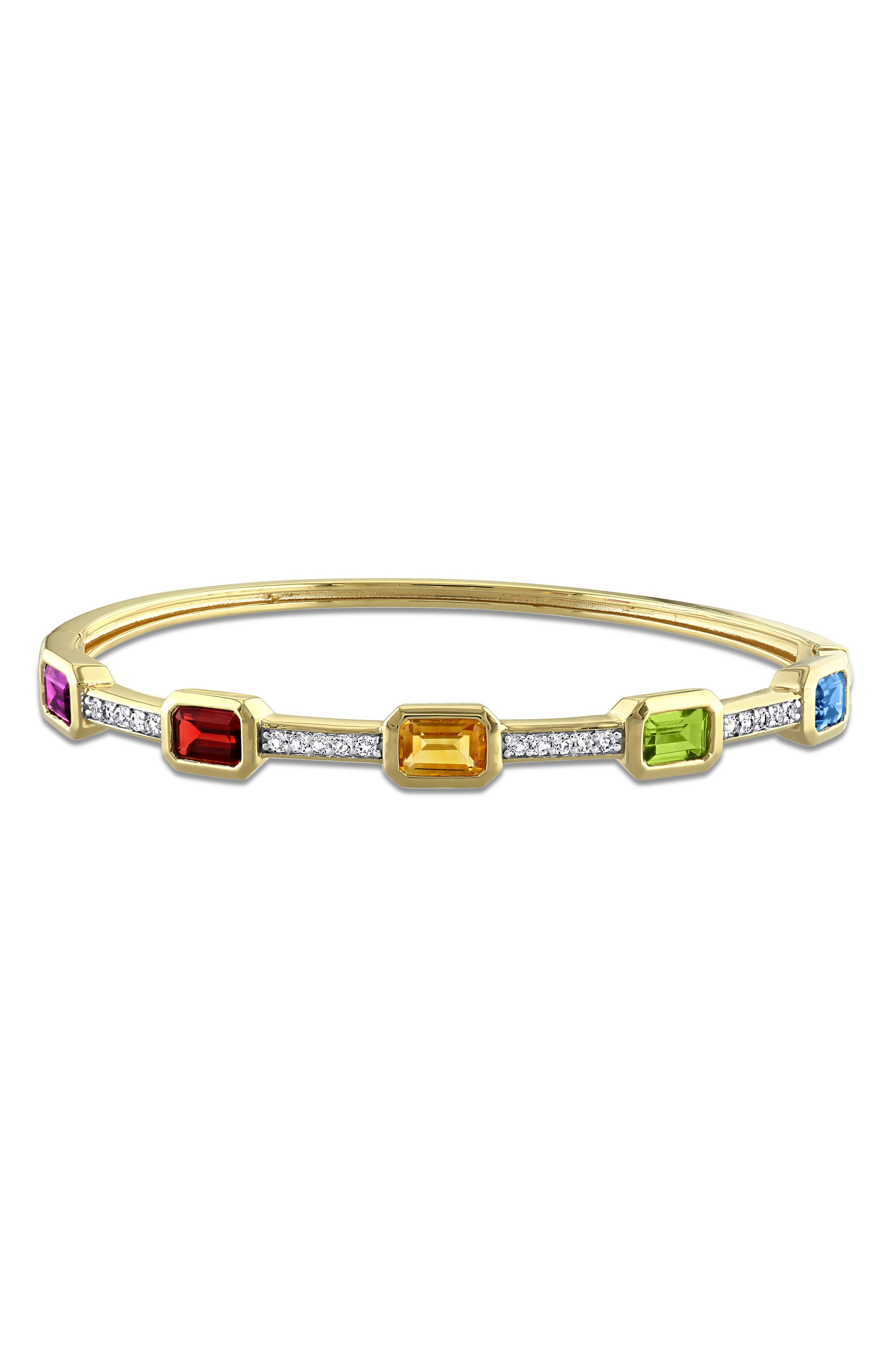 Multi-Gemstone Goldtone Bangle Bracelet