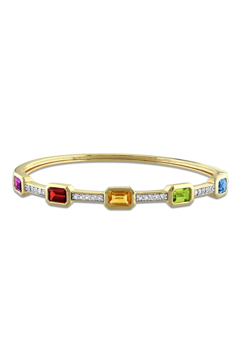 Multi-Gemstone Goldtone Bangle Bracelet, Main, color, MULTI