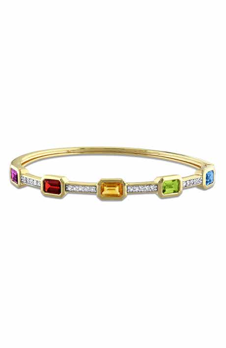 Multi-Gemstone Goldtone Bangle Bracelet