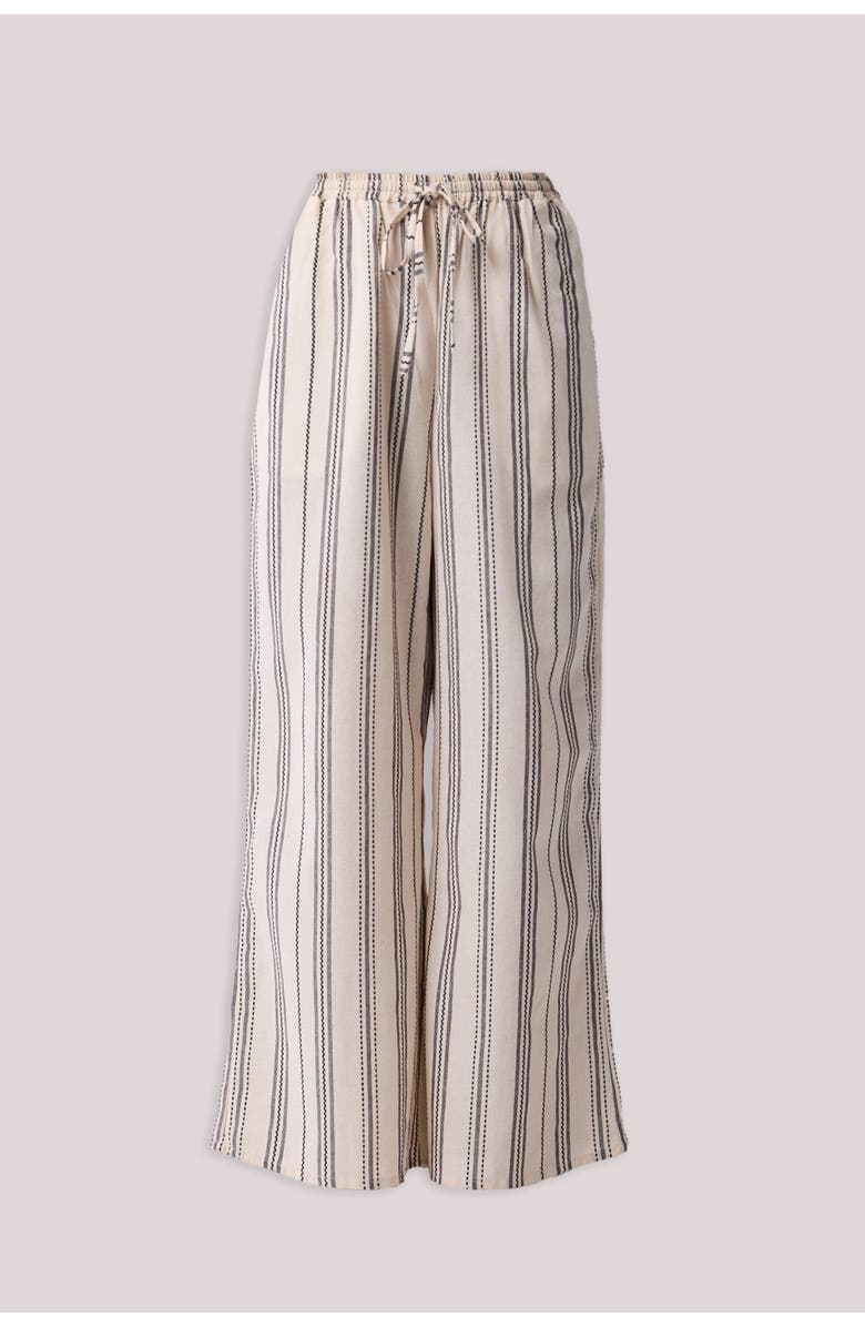 Reistor Wide-leg Drawstring Pants in Stripes, Alternate, color, Off White