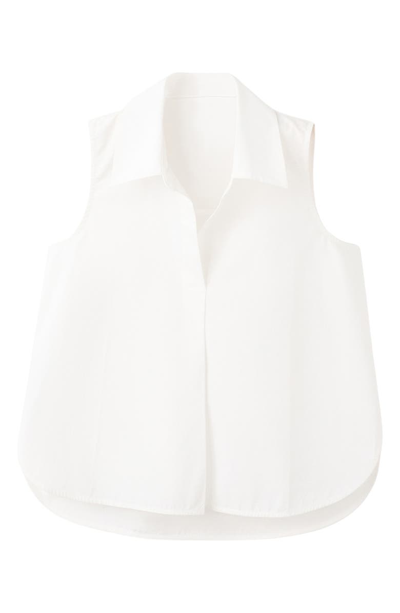 MANGO Sleeveless Cotton Button-Up Shirt, Alternate, color, White