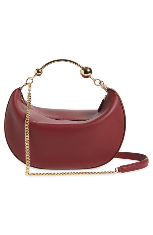 Strathberry Crescent Moon Leather Shoulder Bag In Burgundy