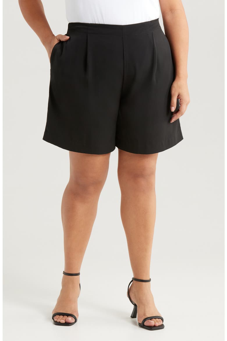 Dia Pleated Shorts, Main, color, BLACK