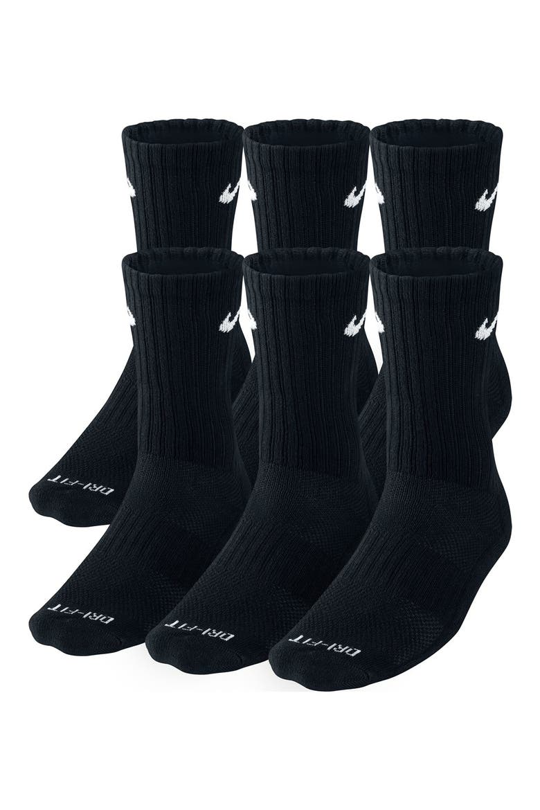 Dri-FIT Crew Socks, Main, color, BLACK/ WHITE