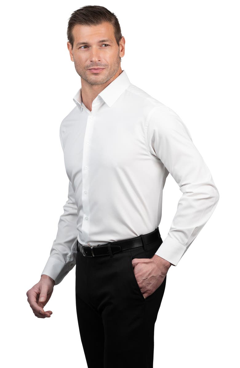 Nautica Solid Regular Fit Stretch Dress Shirt, Alternate, color, White