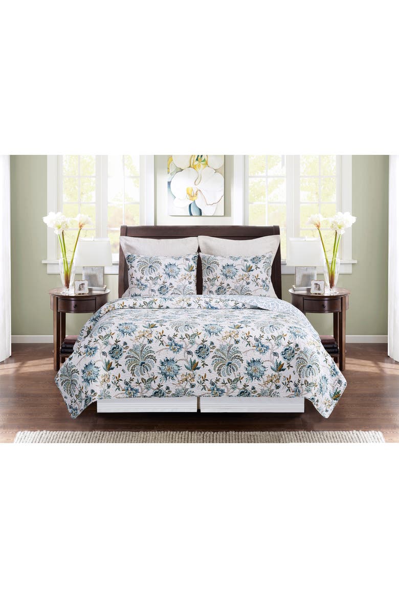 Braganza Teal Quilt Bedding Set, Alternate, color, Green
