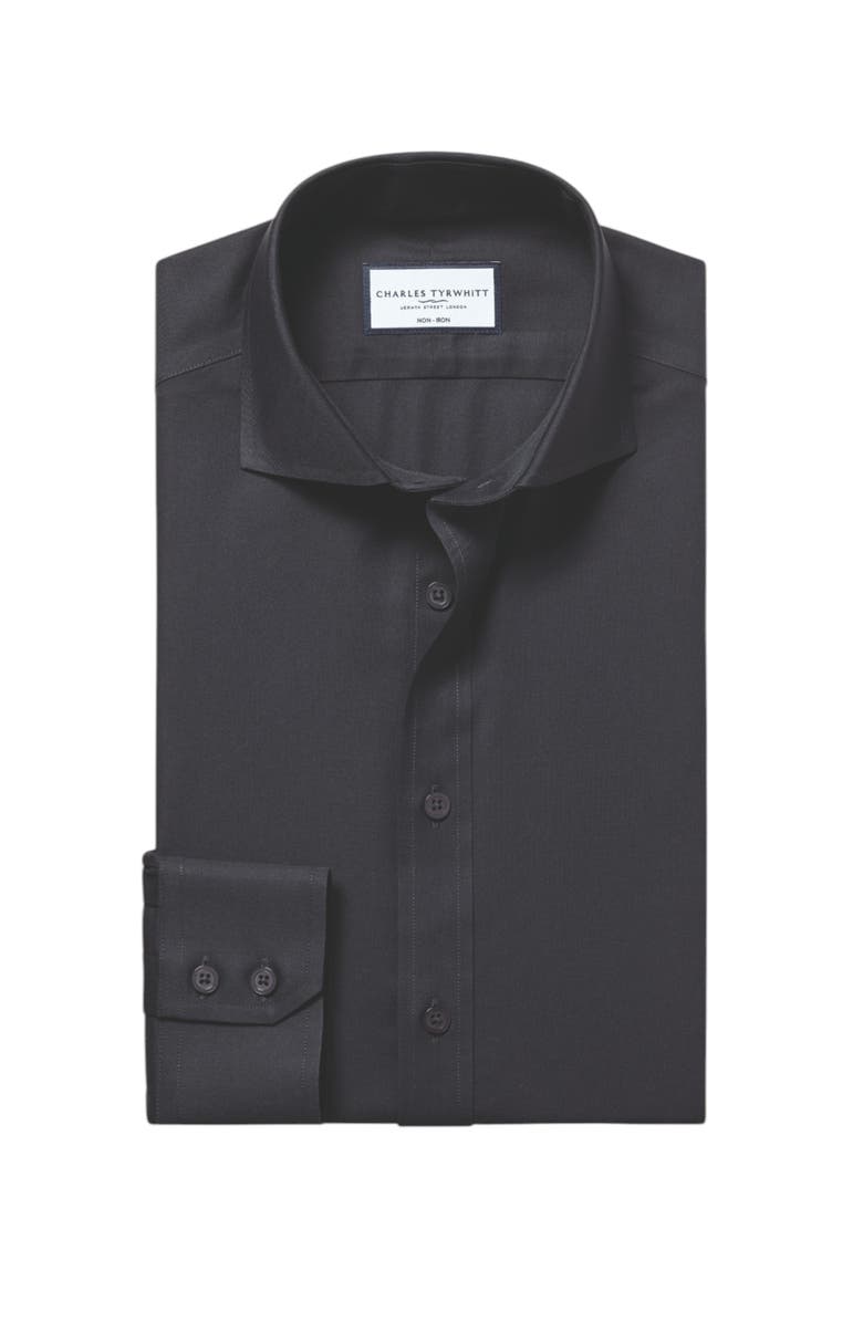 Charles Tyrwhitt Non-Iron Twill Shirt, Alternate, color, Charcoal Grey