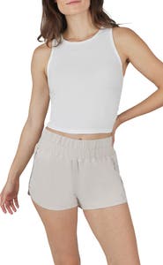 YOGALICIOUS Heavenly Phoebe Rib Knit Crop Tank & Hi-Rise Shorts 2-Piece Set